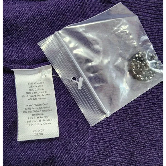 Talbots Womens Cashmere Blend Lightweight Cardigan Sequened Buttons L - Picture 3 of 9